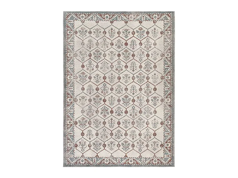 Tapis extérieur - vintage - bleu / rouille - 200 x 290 cm - LUA