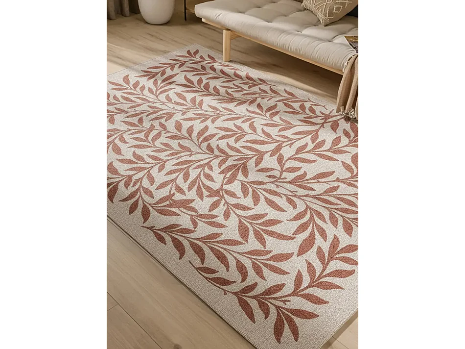 Tapis extérieur - motifs floraux - rouille - 200 x 290 cm - LUA