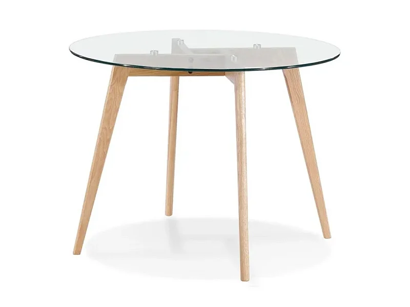 Table à Manger Ronde ANGELA - Verre Transparent - Ø100 cm