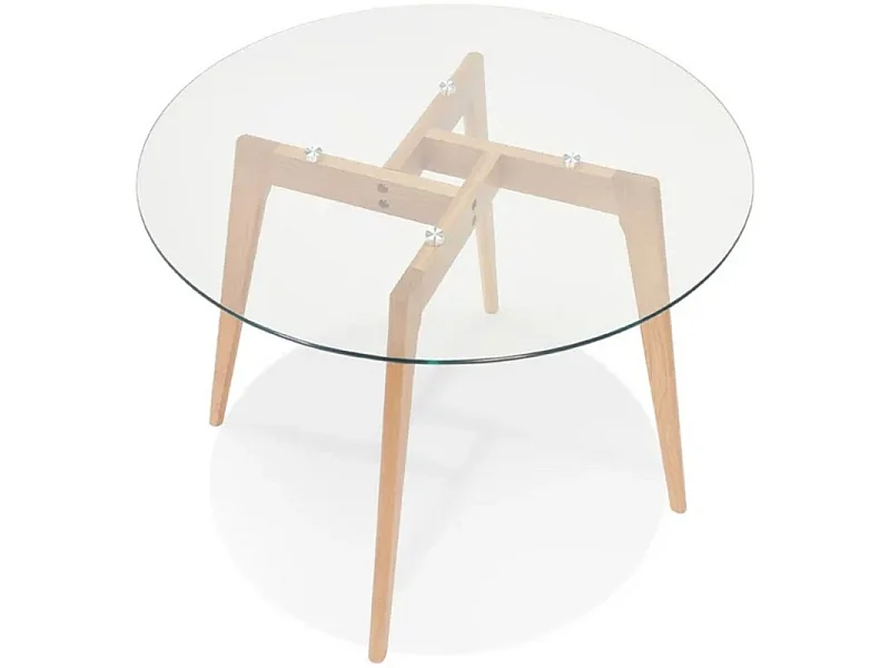 Table à Manger Ronde ANGELA - Verre Transparent - Ø100 cm