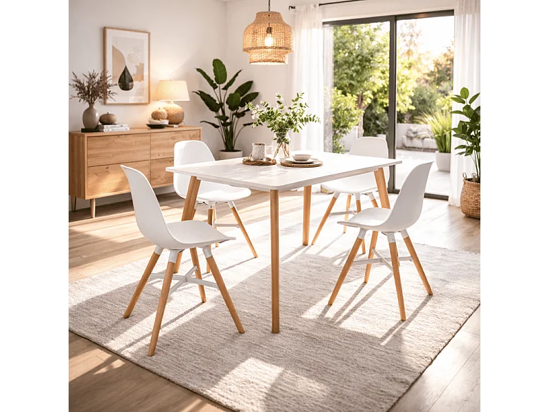 Table ou bureau design MARIUS blanc style scandinave