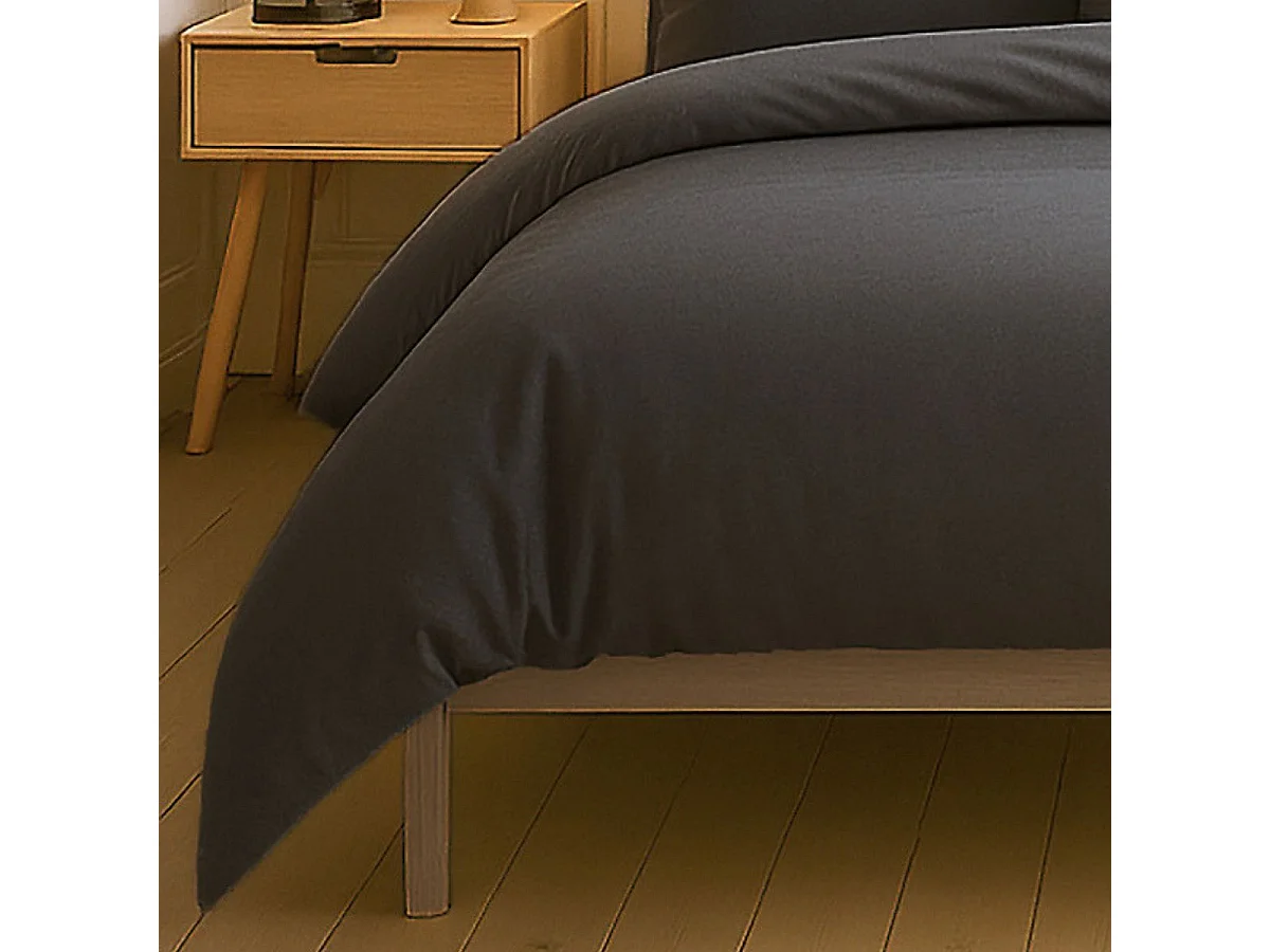 Parure housse de couette 240x220cm + 2 taies 100% coton gris foncé - VITALIA
