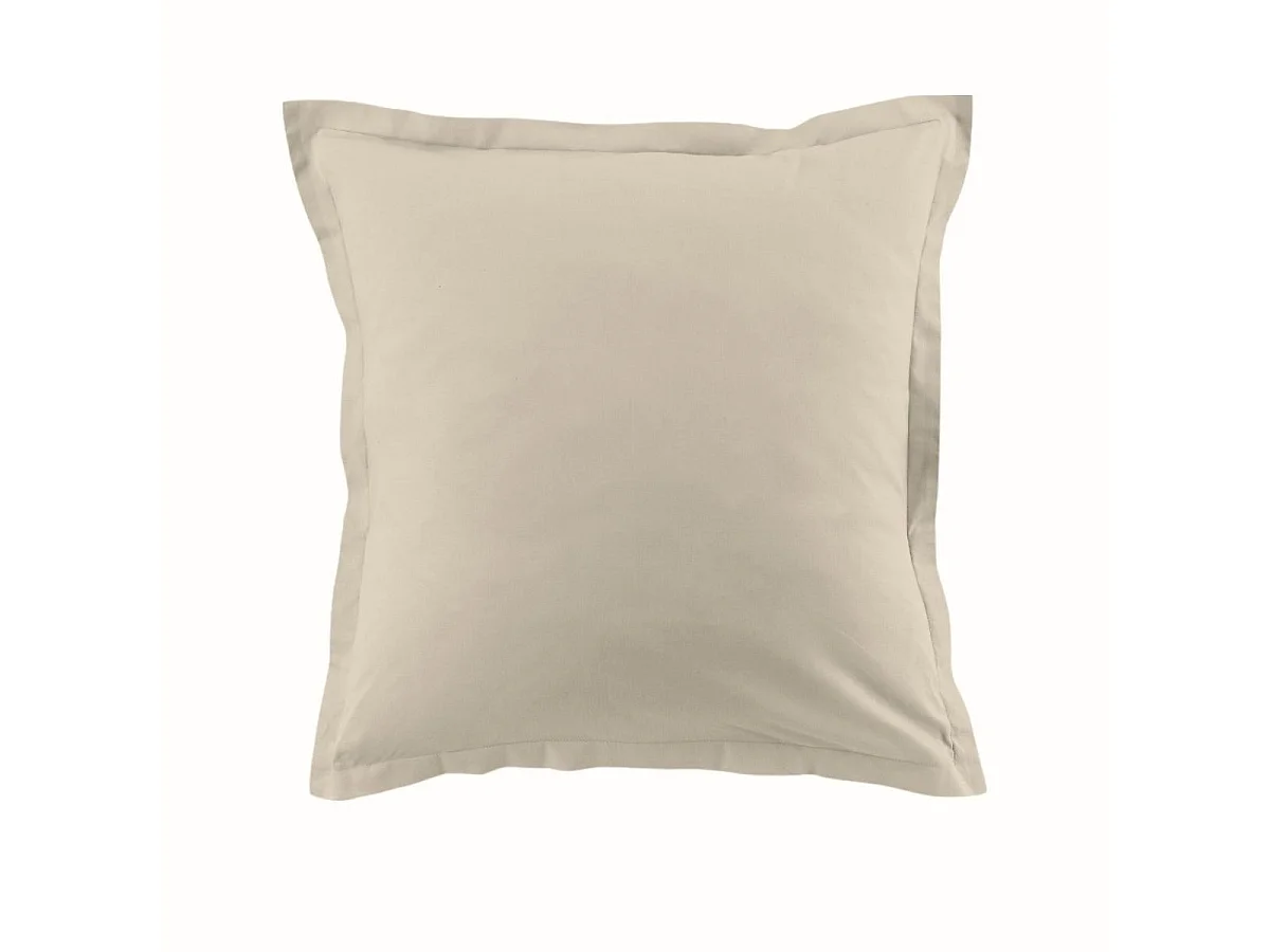 Parure housse de couette 260x240cm + 2 taies 100% coton grège - VITALIA
