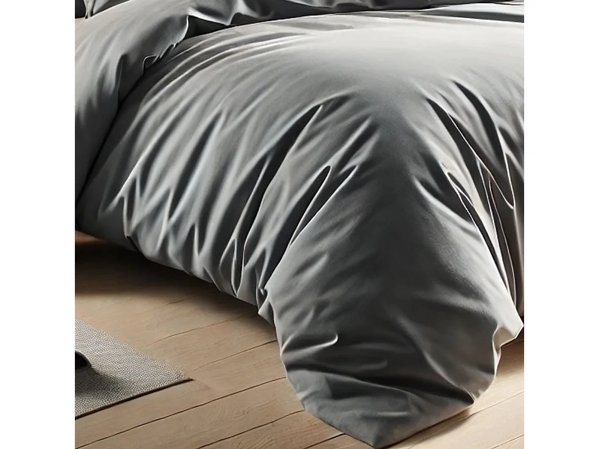 Parure housse de couette 260x240cm + 2 taies 100% coton gris silver - VITALIA