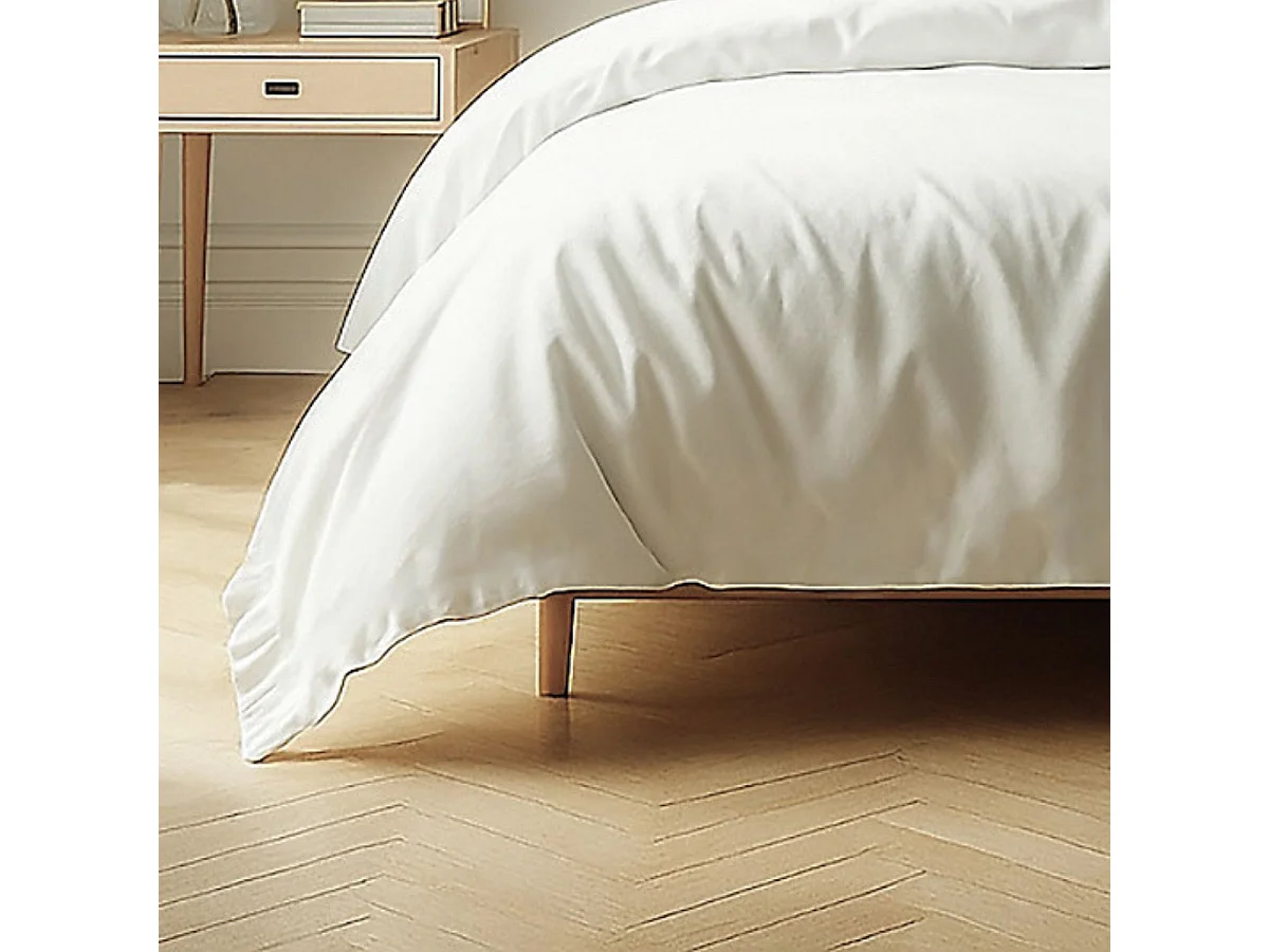 Parure housse de couette 140x200cm + 1 taies 100% coton blanc - VITALIA