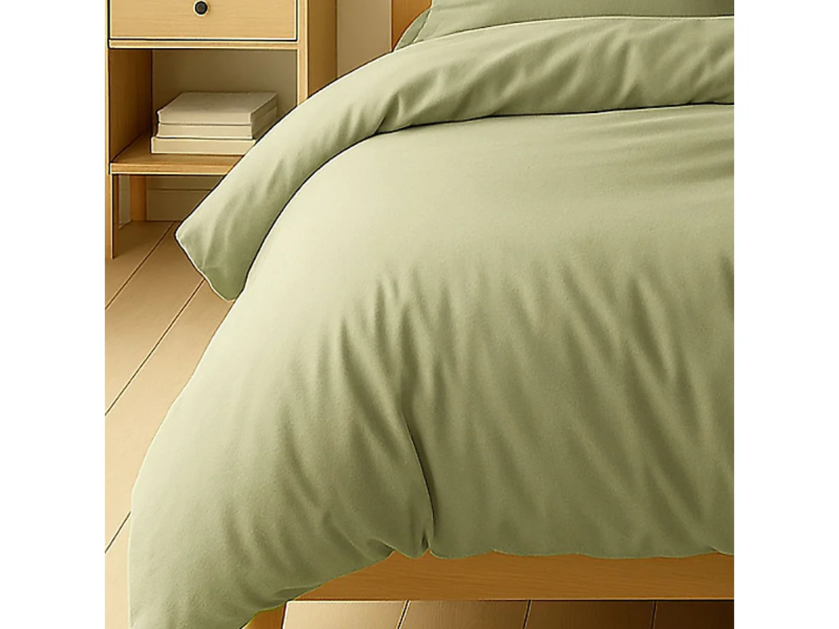 Parure housse de couette 260x240cm + 2 taies 100% coton verveine - VITALIA