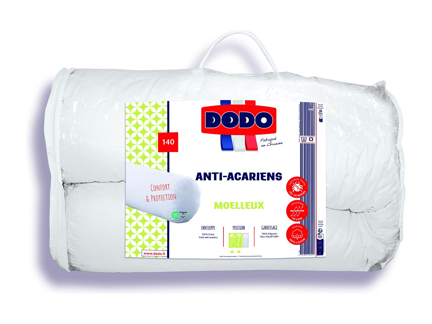 Weiche Nackenrolle Dodo Anti Milben Behandelt - 1150g/m² - 100% Baumwolle - 140cm Actiplus