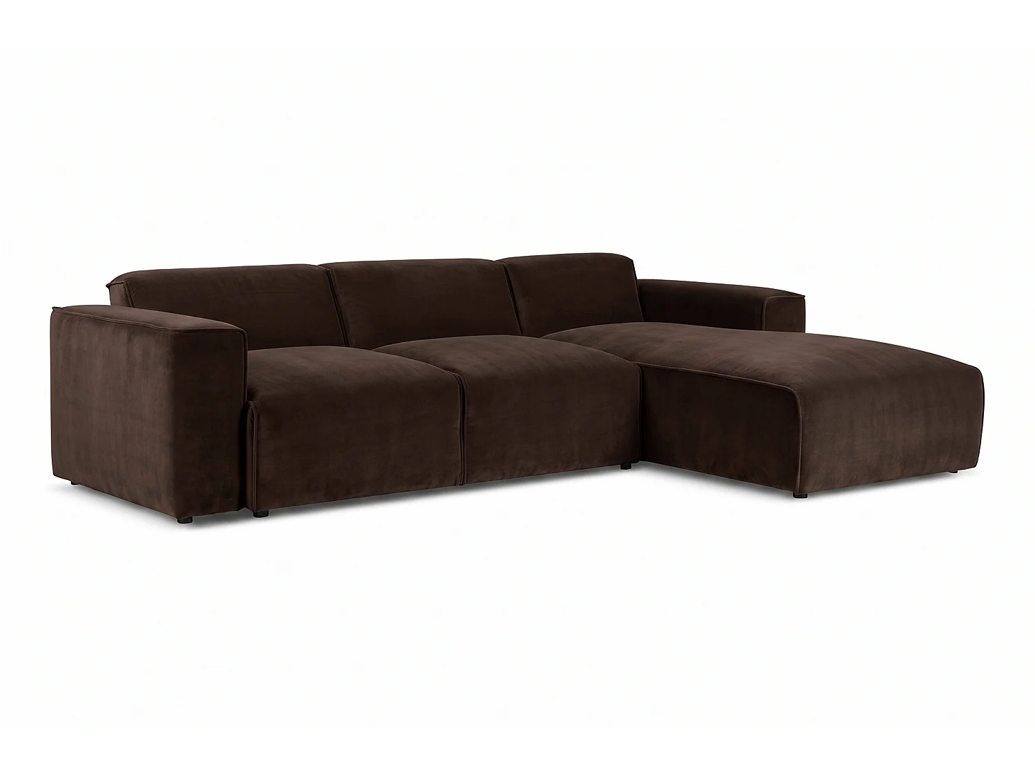 MILKY – canapé d’angle convertible droit 275x174 cm, RIVIERA 28 marron