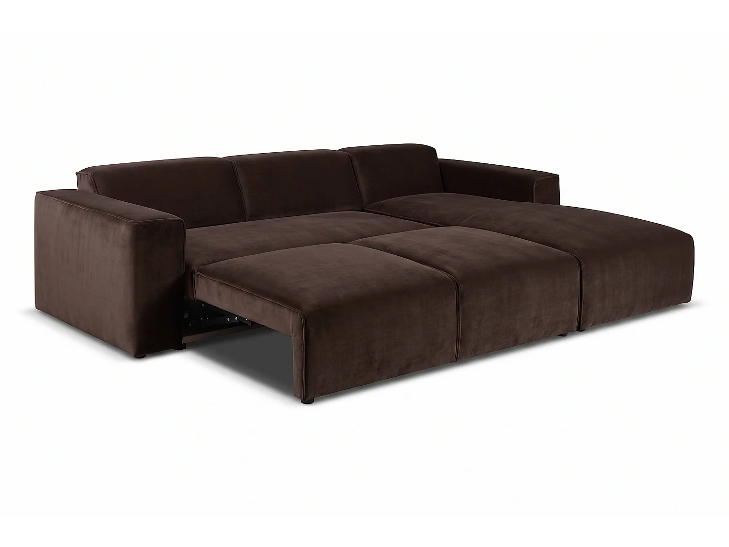 MILKY – canapé d’angle convertible droit 275x174 cm, RIVIERA 28 marron