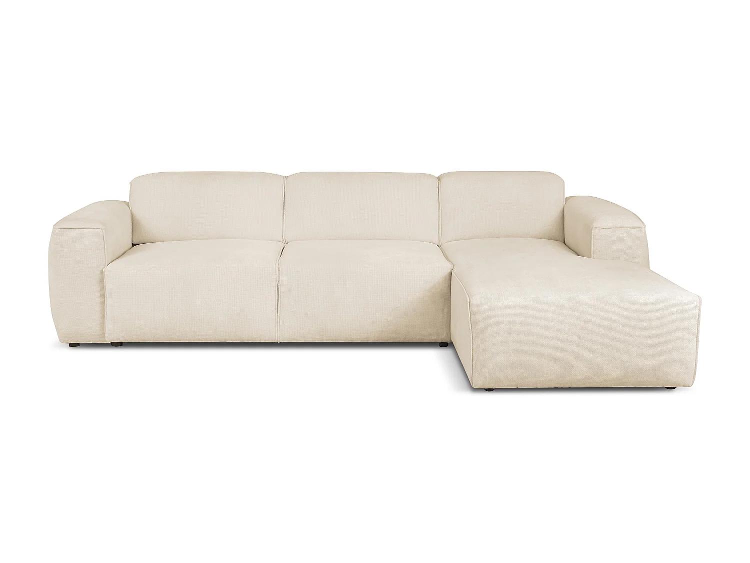 MILKY – canapé d’angle convertible droit 275x174 cm, FLOW 5 crème