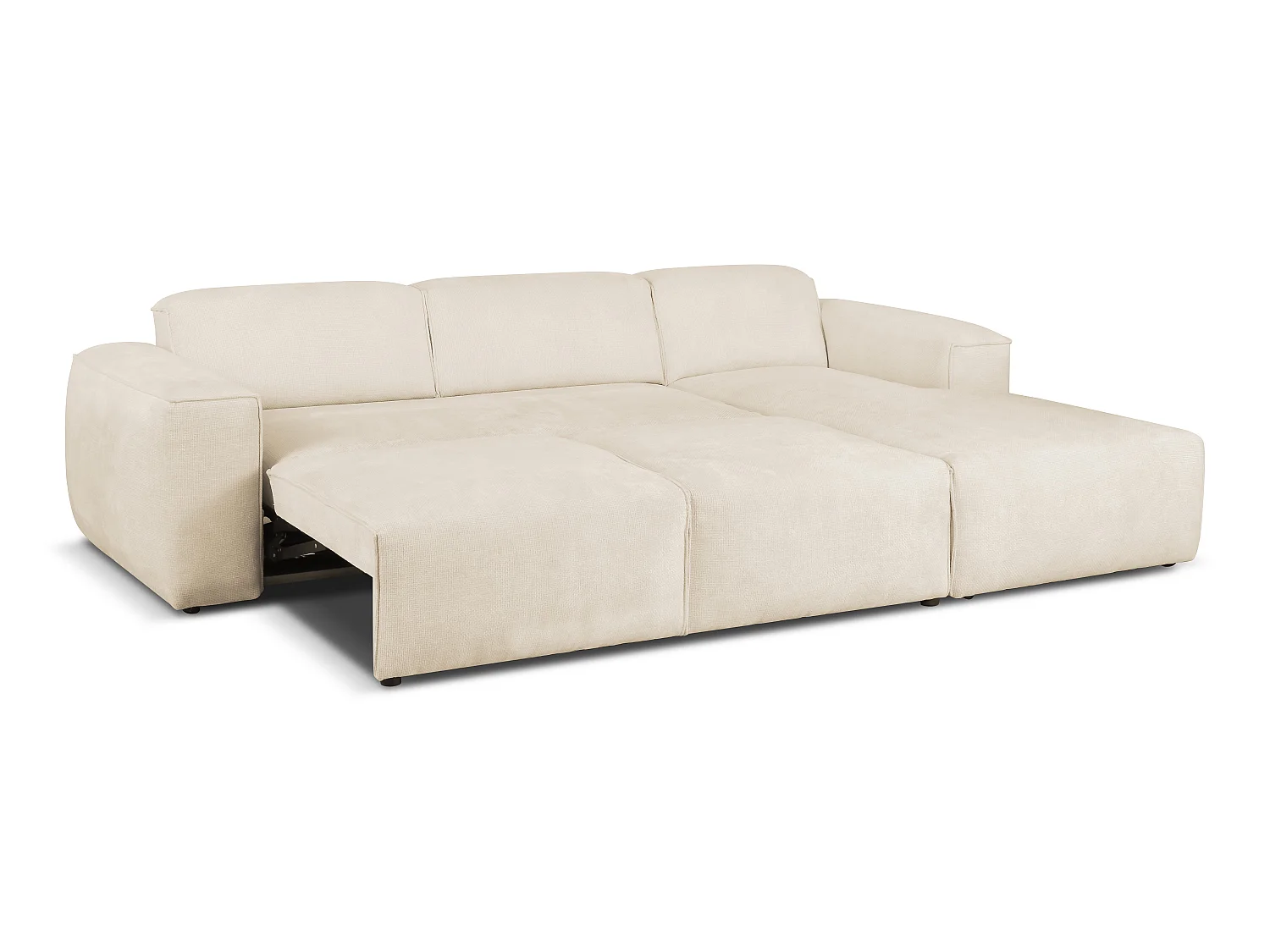 MILKY – canapé d’angle convertible droit 275x174 cm, FLOW 5 crème