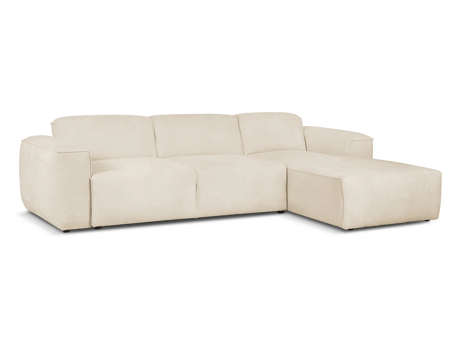 MILKY – canapé d’angle convertible droit 275x174 cm, FLOW 5 crème