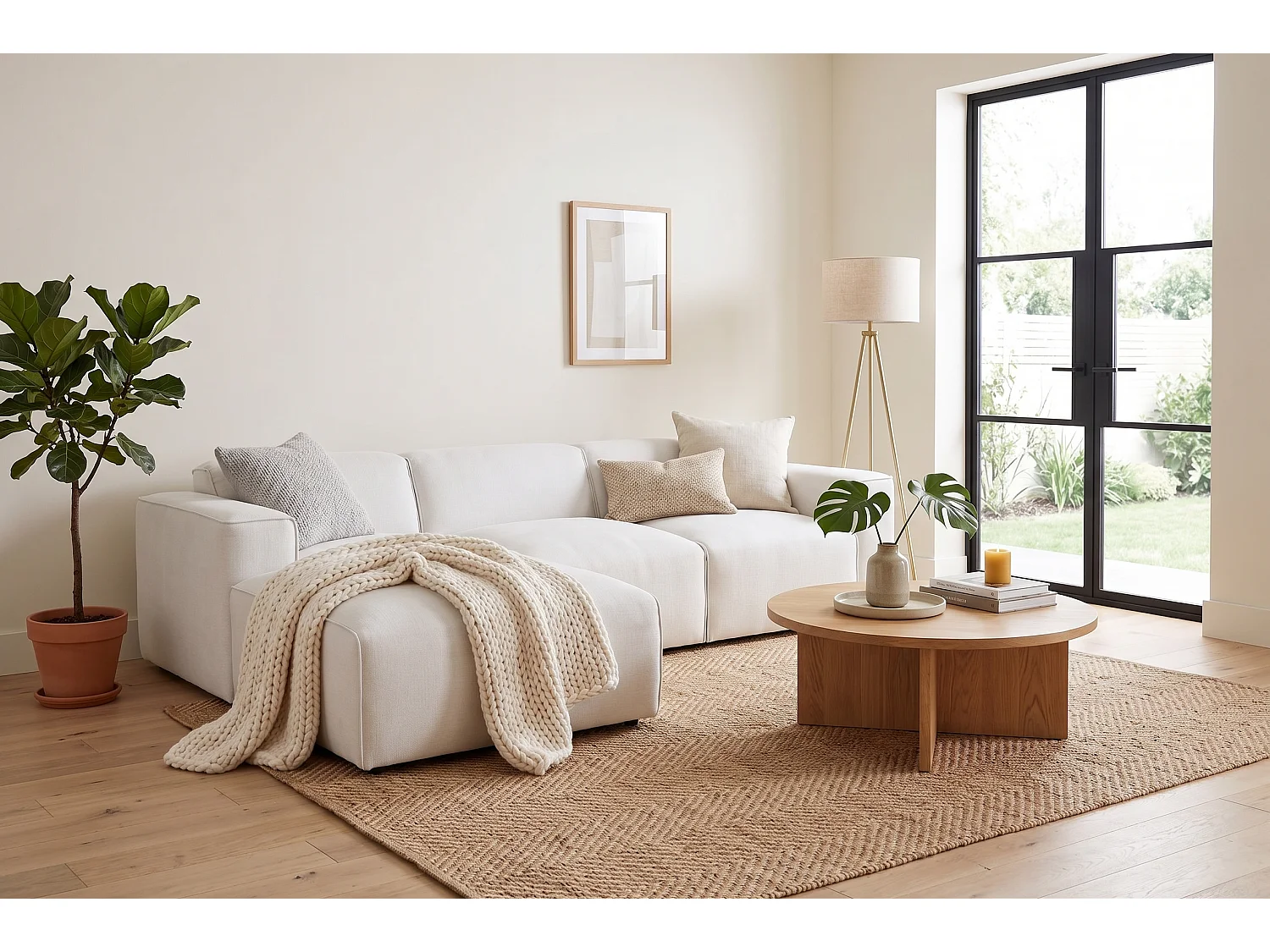 MILKY – canapé d’angle convertible gauche 275x174 cm, VEGA 12 gris clair
