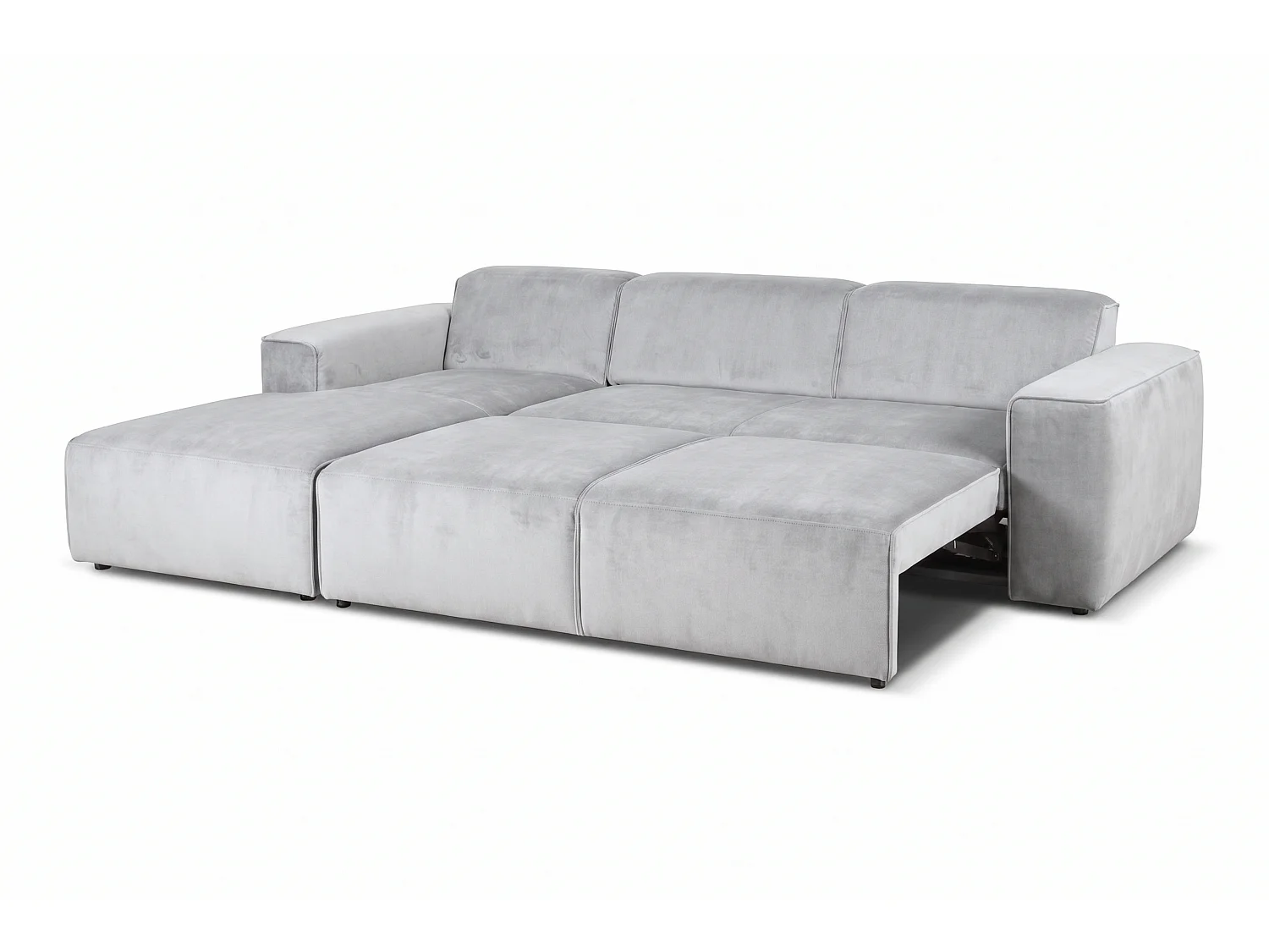 MILKY – canapé d’angle convertible gauche 275x174 cm, RIVIERA 82 gris clair