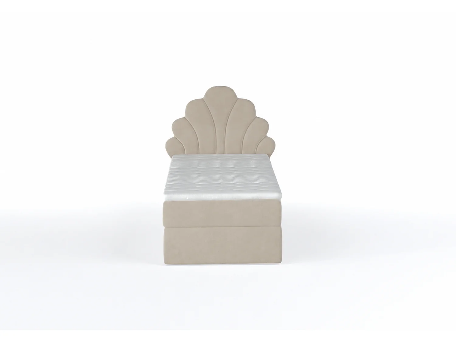 Lit tapissé élégant PERLA 80x200 cm en tissu salvador 02 beige