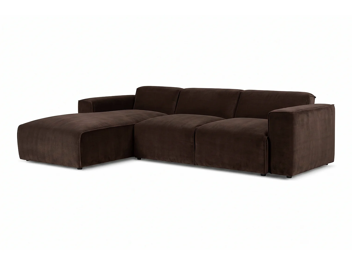 MILKY – canapé d’angle convertible gauche 275x174 cm, RIVIERA 28 marron