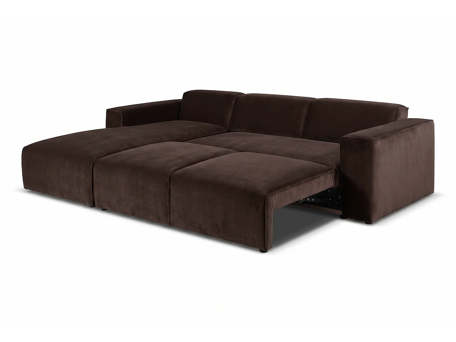MILKY – canapé d’angle convertible gauche 275x174 cm, RIVIERA 28 marron