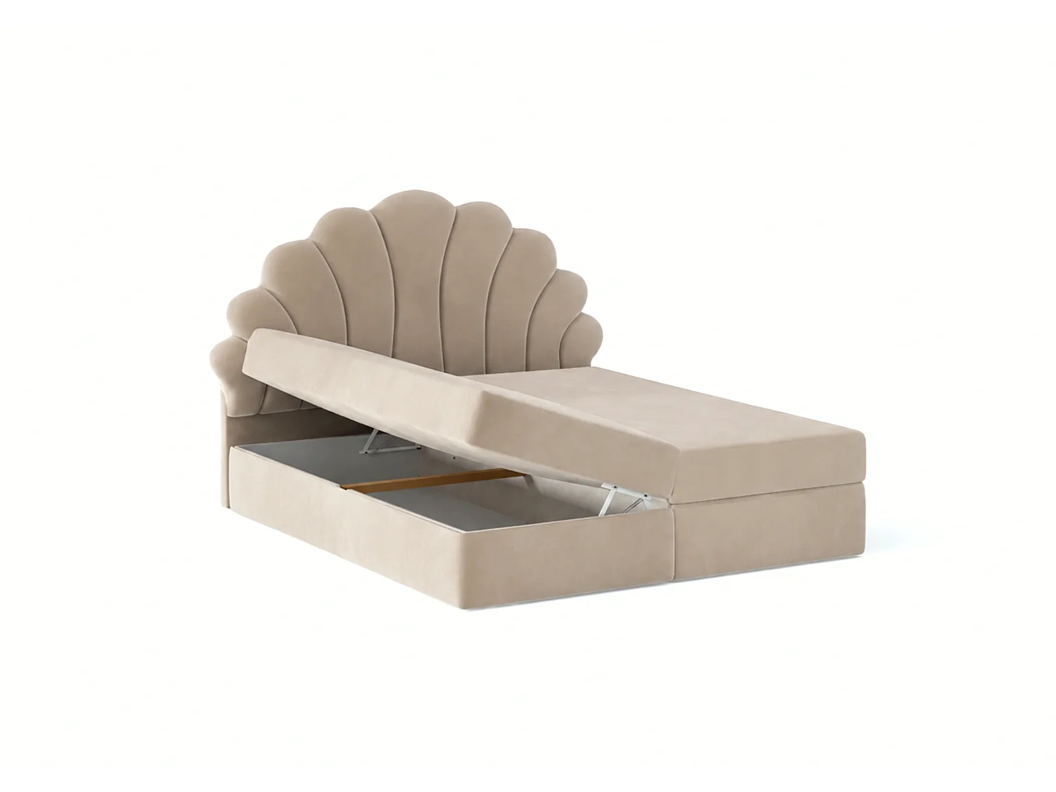 Lit tapissé élégant PERLA 120x200 cm en tissu salvador 02 beige