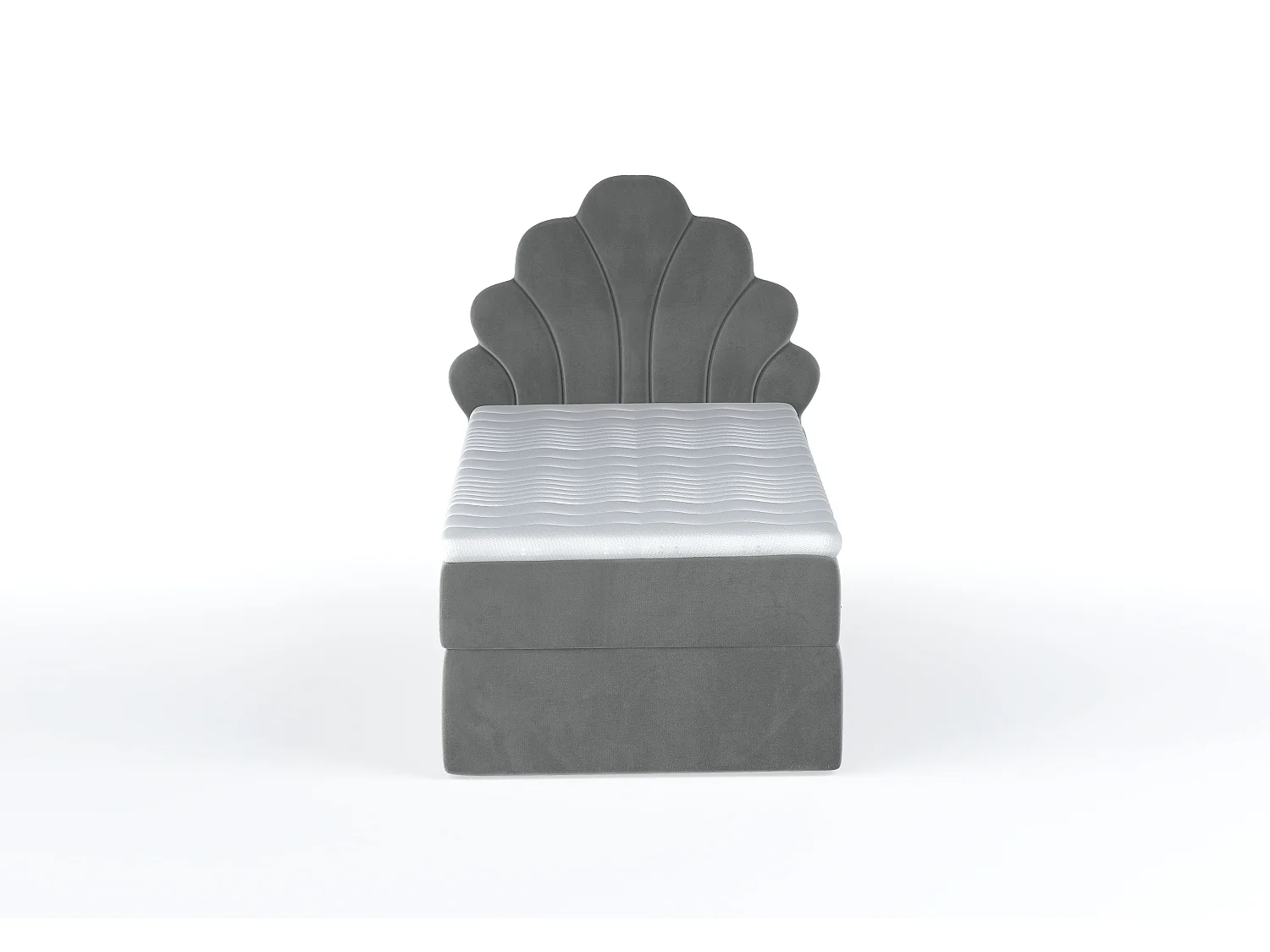 Lit tapissé élégant PERLA 90x200 cm en tissu salvador 17 gris