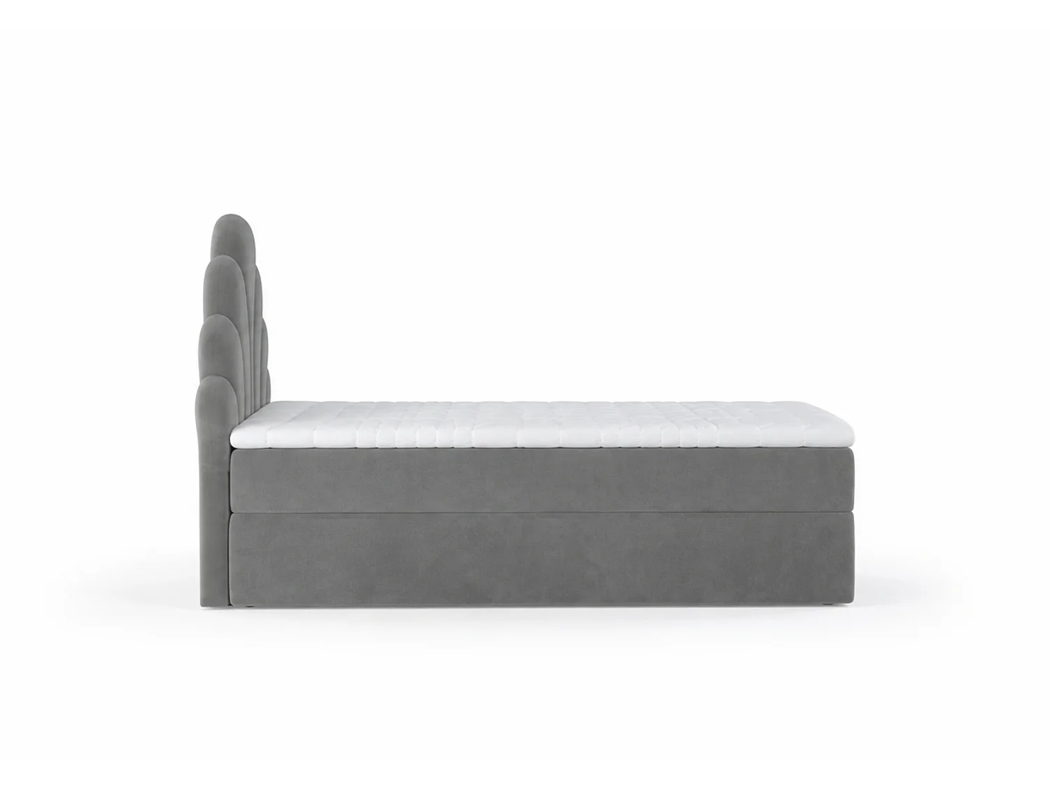 Lit tapissé élégant PERLA 90x200 cm en tissu salvador 17 gris