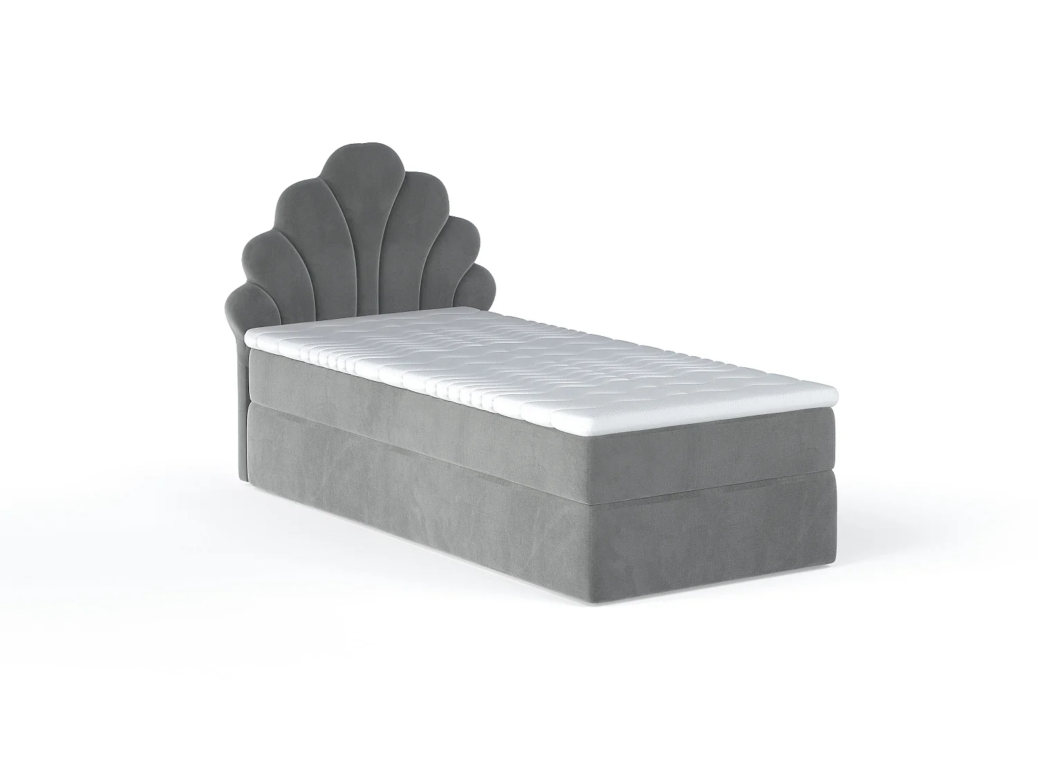 Lit tapissé élégant PERLA 90x200 cm en tissu salvador 17 gris