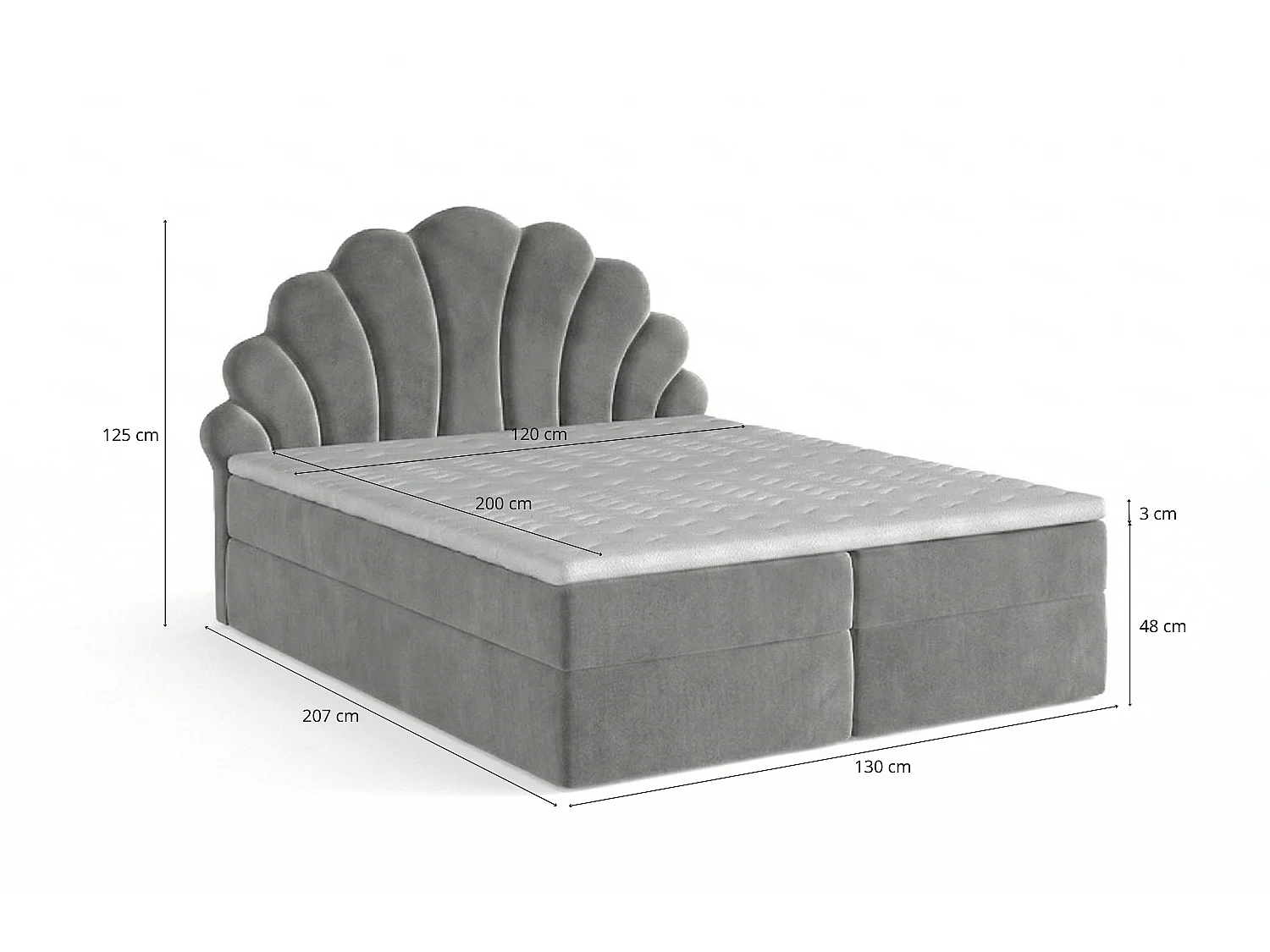 Lit tapissé élégant PERLA 120x200 cm en tissu salvador 11 saumon / rose
