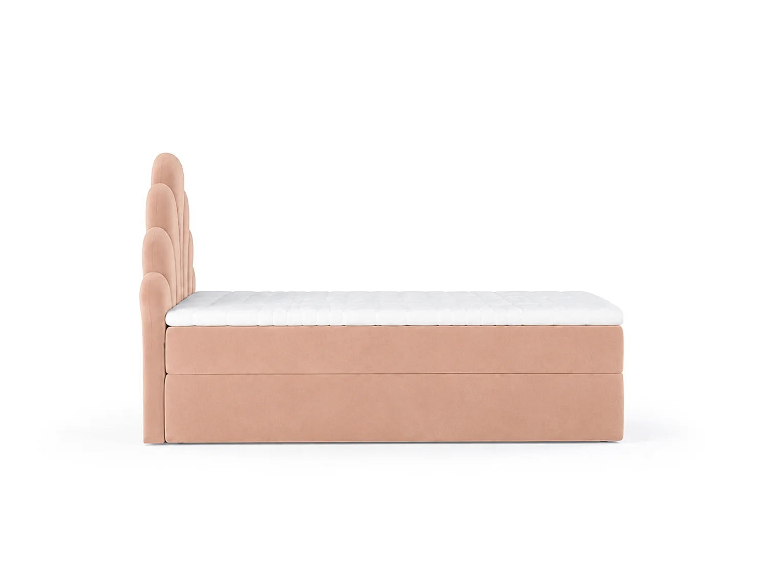 Lit tapissé élégant PERLA 80x200 cm en tissu salvador 11 saumon / rose