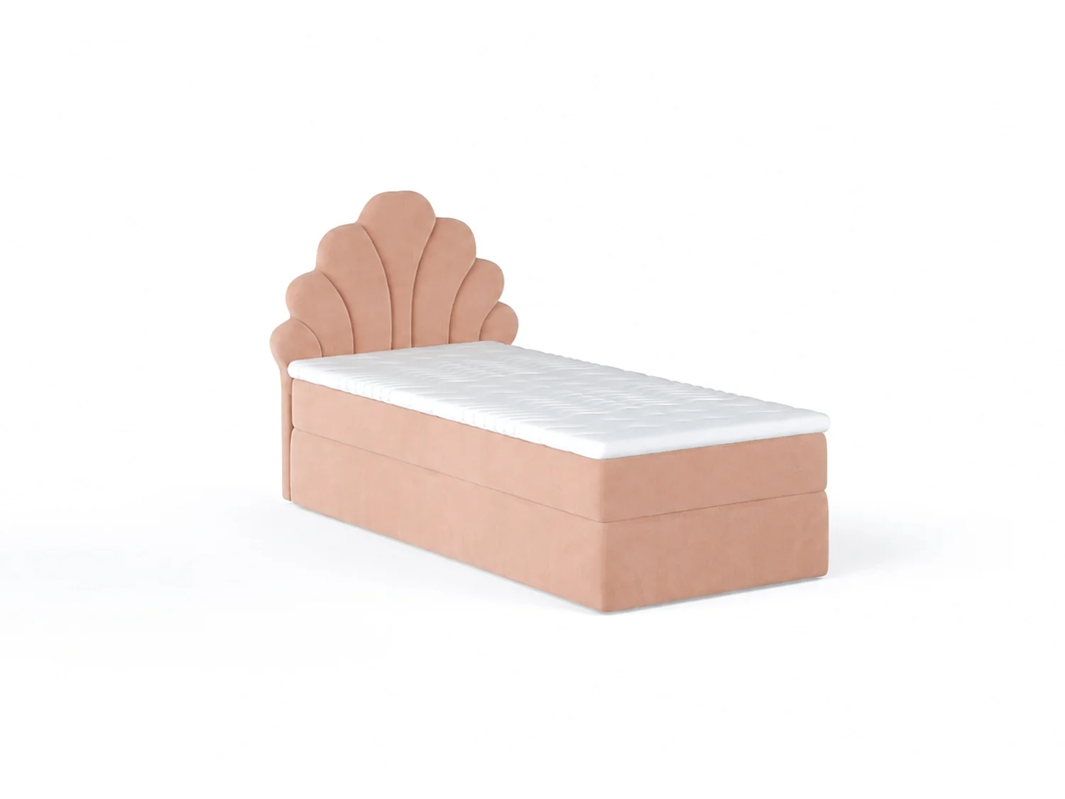 Lit tapissé élégant PERLA 80x200 cm en tissu salvador 11 saumon / rose