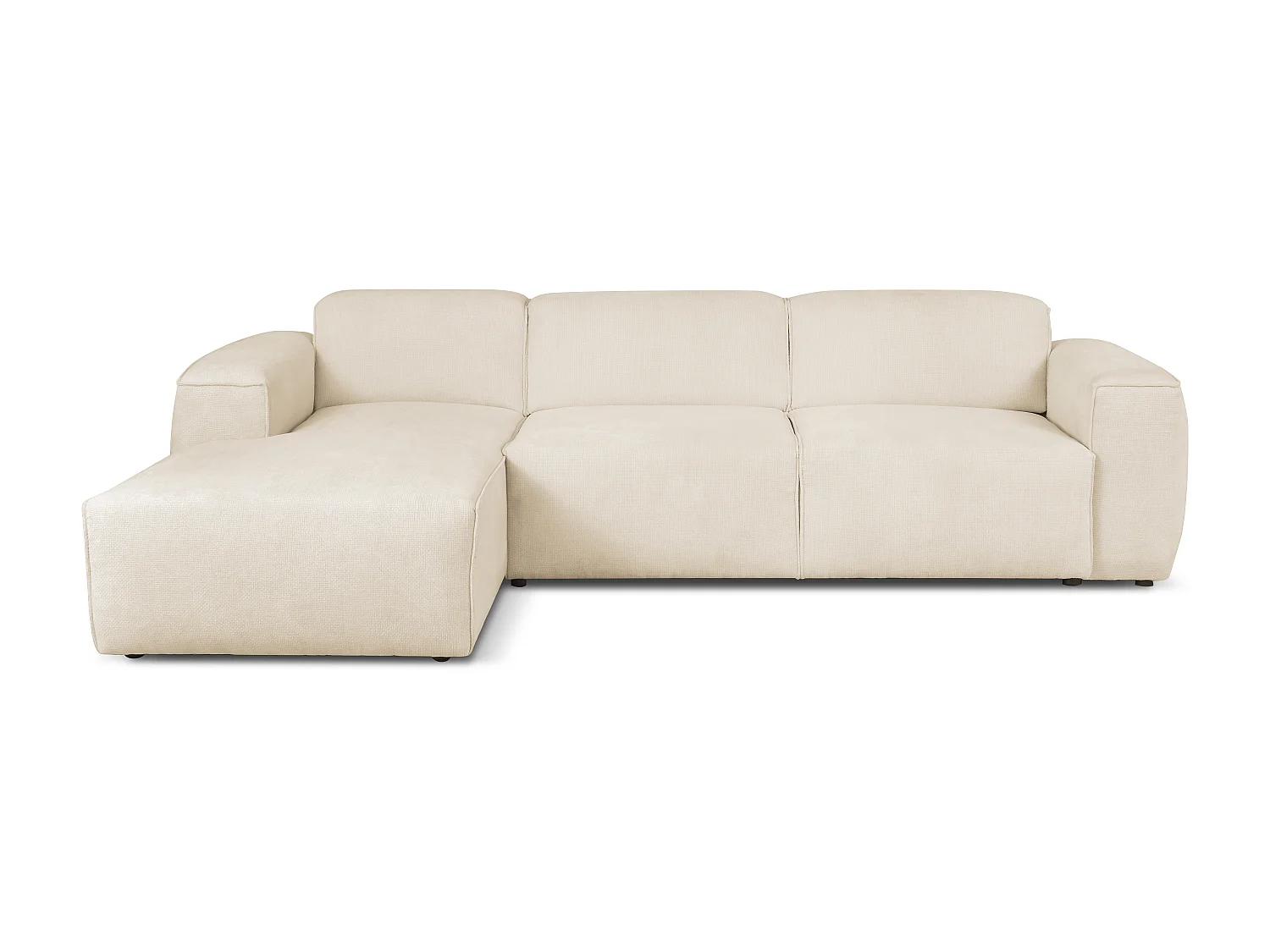 MILKY – canapé d’angle convertible gauche 275x174 cm, FLOW 5 crème