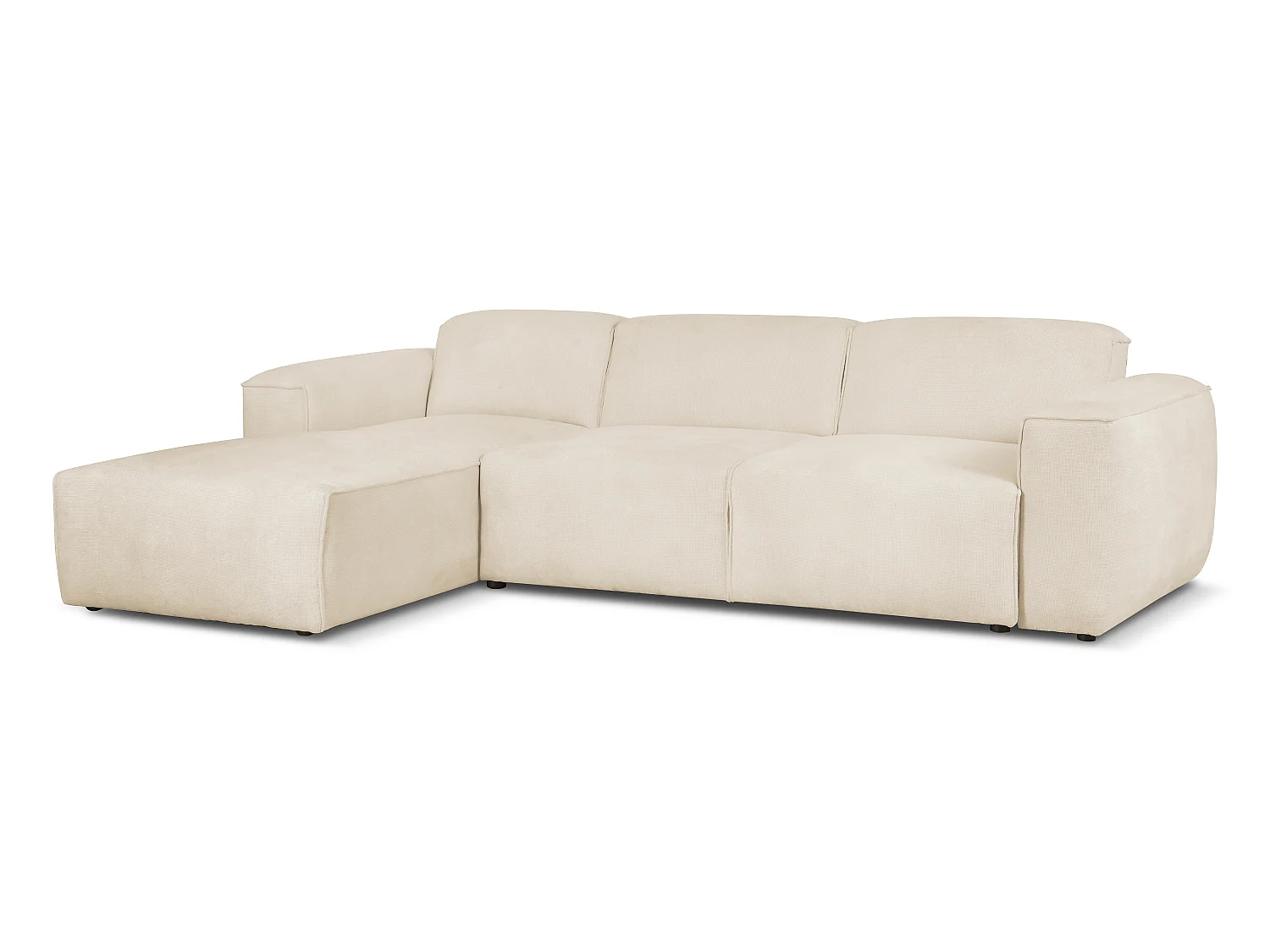 MILKY – canapé d’angle convertible gauche 275x174 cm, FLOW 5 crème