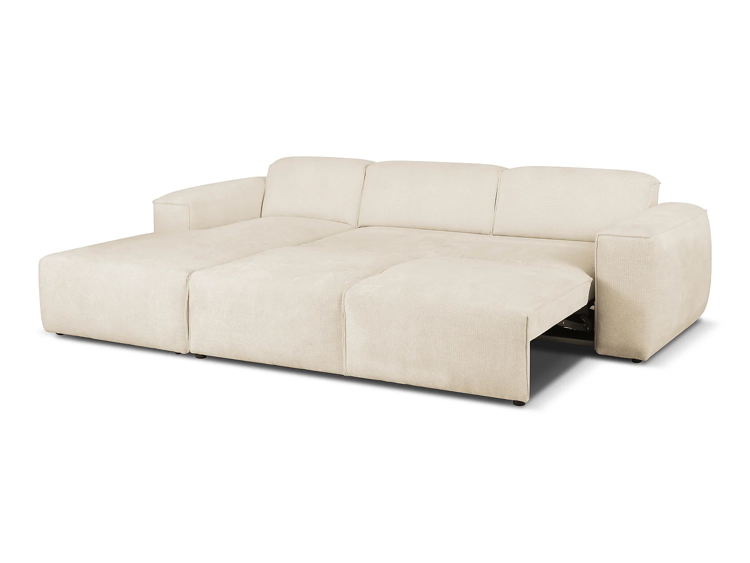 MILKY – canapé d’angle convertible gauche 275x174 cm, FLOW 5 crème