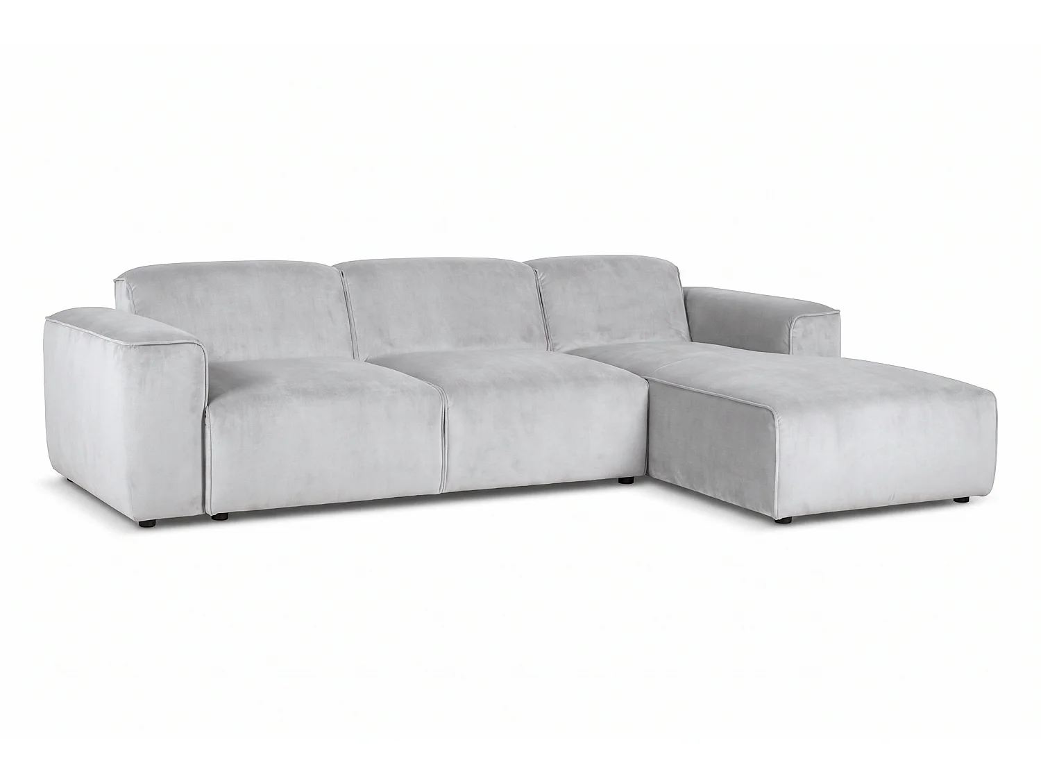 MILKY – canapé d’angle convertible droit 275x174 cm, RIVIERA 82 gris clair