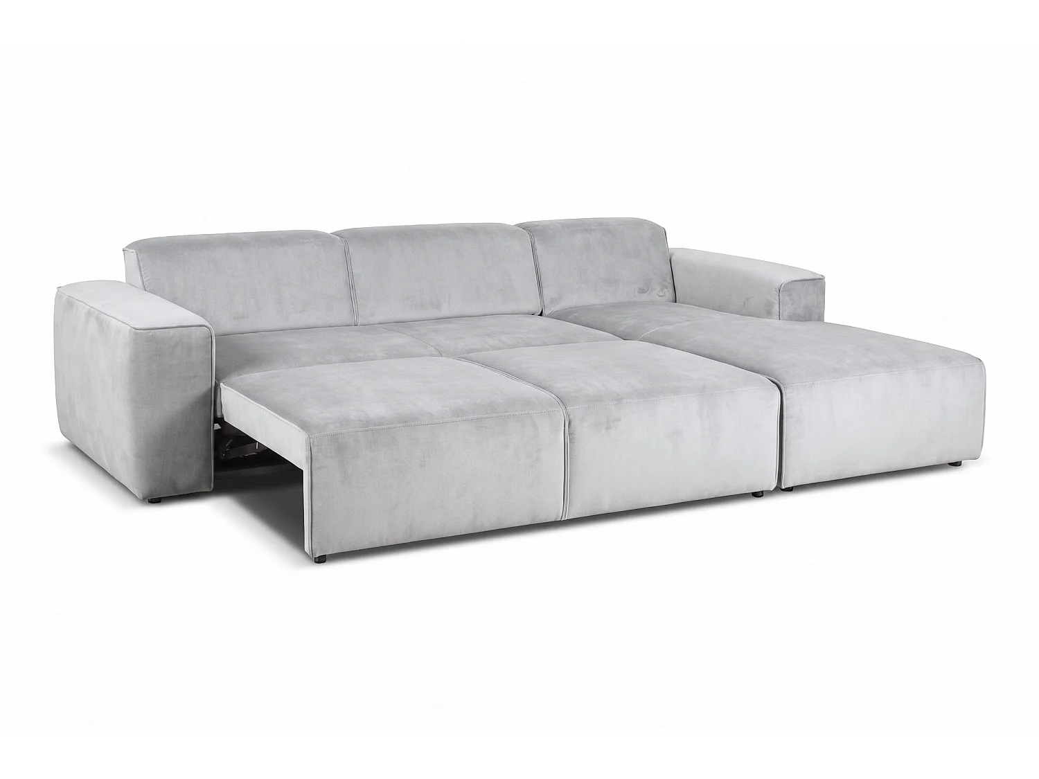 MILKY – canapé d’angle convertible droit 275x174 cm, RIVIERA 82 gris clair