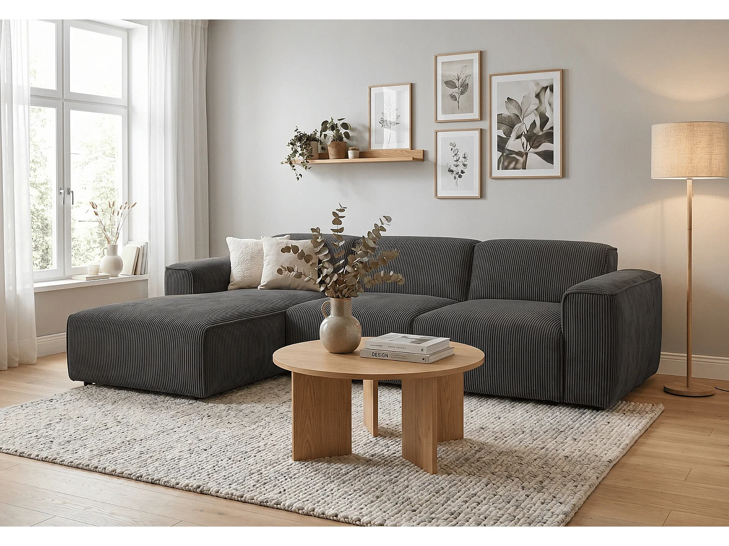 MILKY – canapé d’angle convertible gauche 275x174 cm, FJORD 16 gris