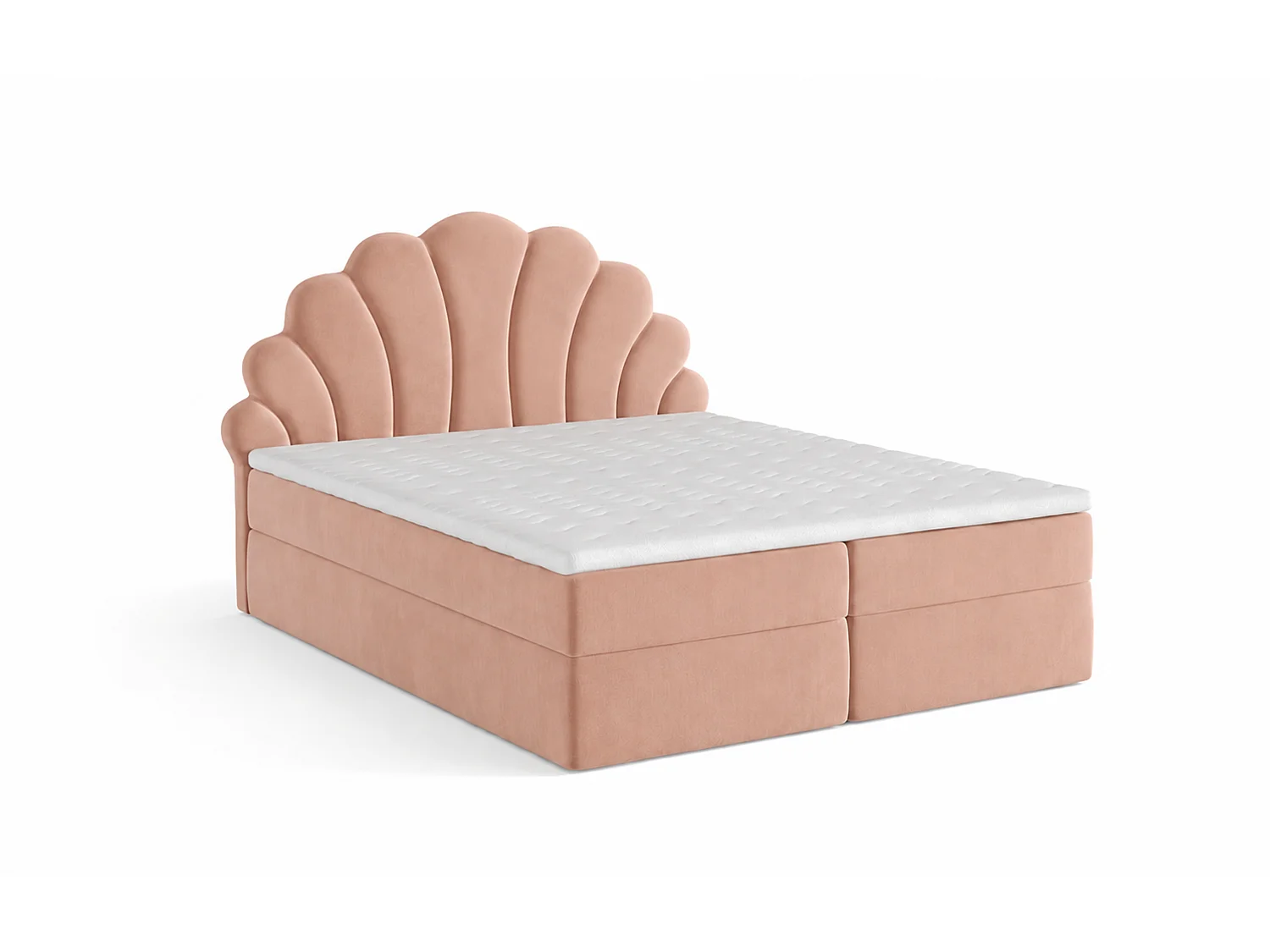 Lit tapissé élégant PERLA 160x200 cm en tissu salvador 11 saumon / rose