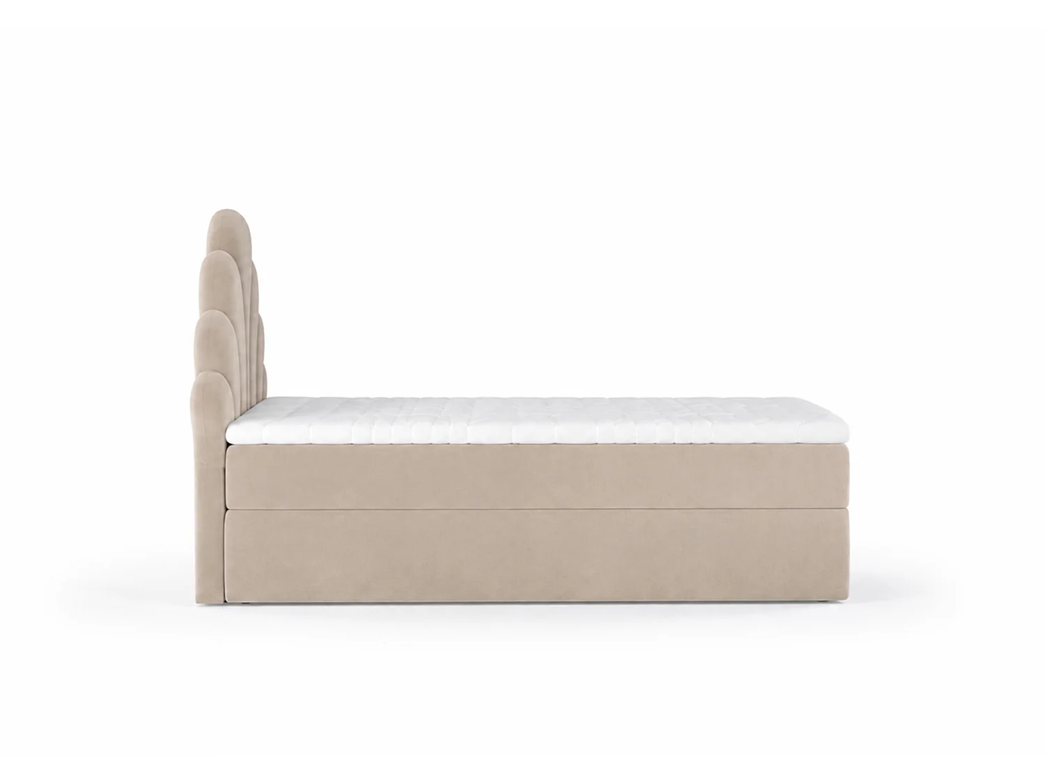 Lit tapissé élégant PERLA 90x200 cm en tissu salvador 02 beige