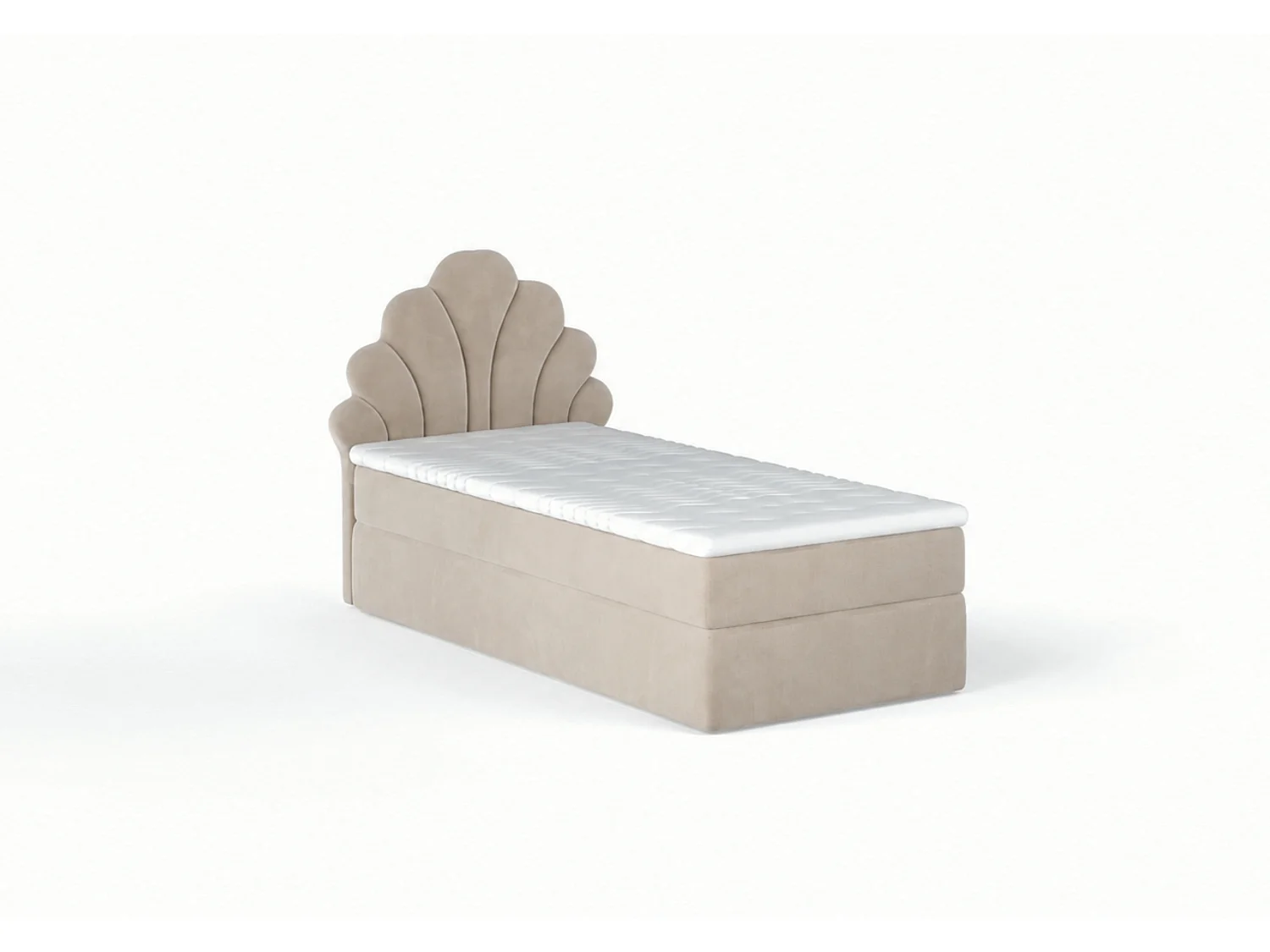 Lit tapissé élégant PERLA 90x200 cm en tissu salvador 02 beige
