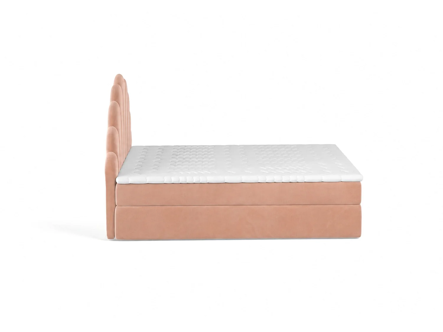 Lit tapissé élégant PERLA 140x200 cm en tissu salvador 11 saumon / rose