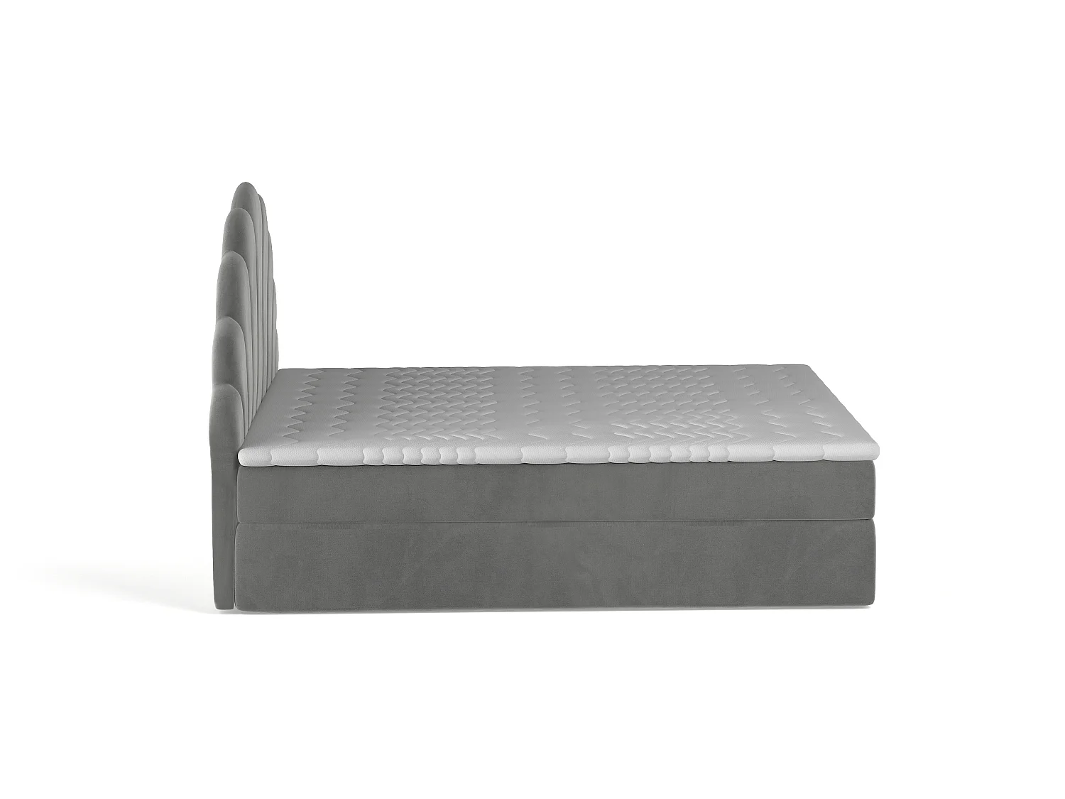 Lit tapissé élégant PERLA  160x200 cm en tissu salvador 17 gris