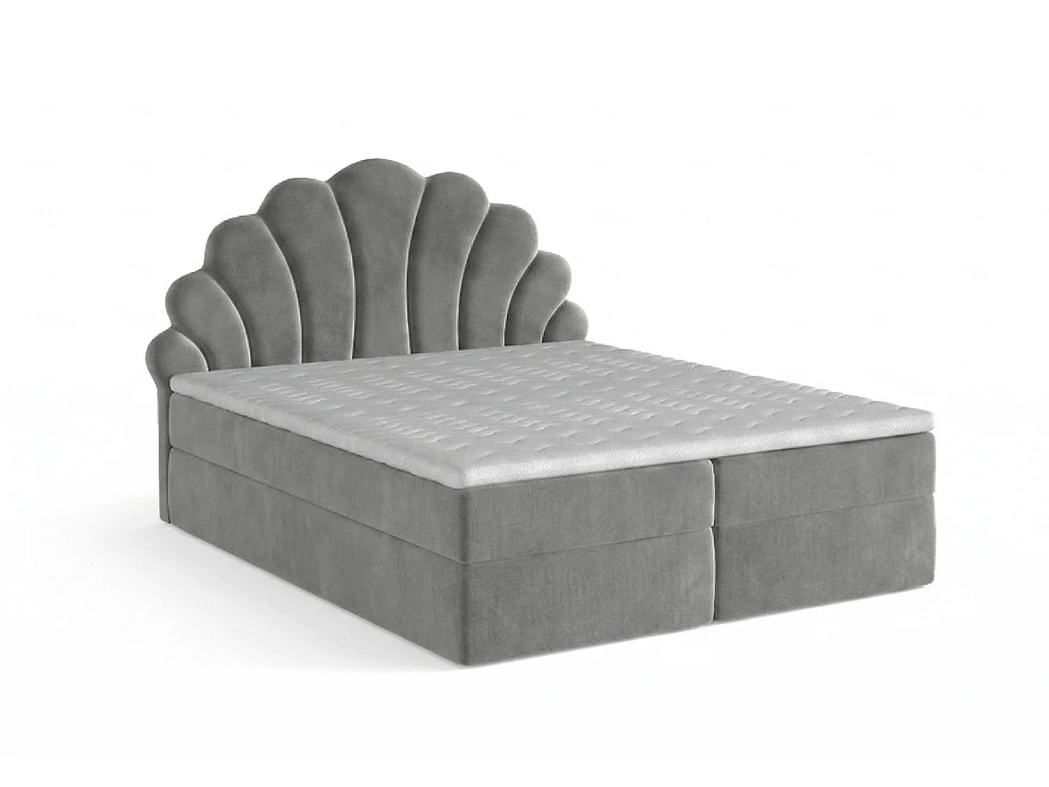 Lit tapissé élégant PERLA  160x200 cm en tissu salvador 17 gris
