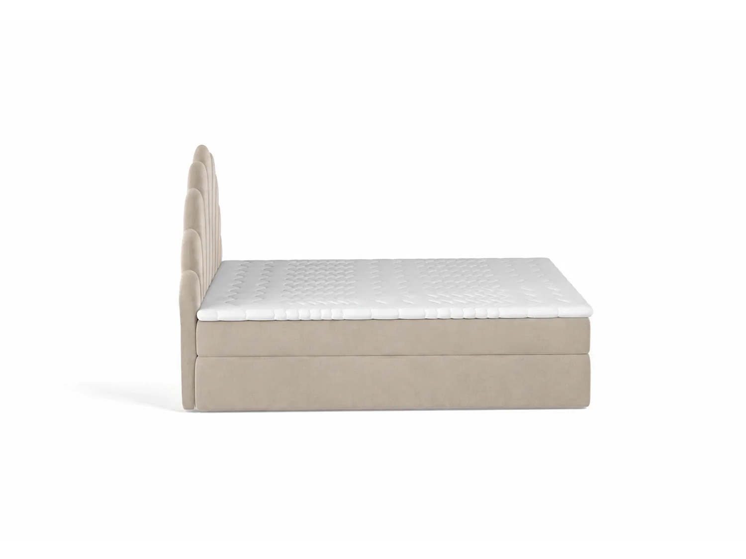 Lit tapissé élégant PERLA 200x200 cm en tissu salvador 02 beige