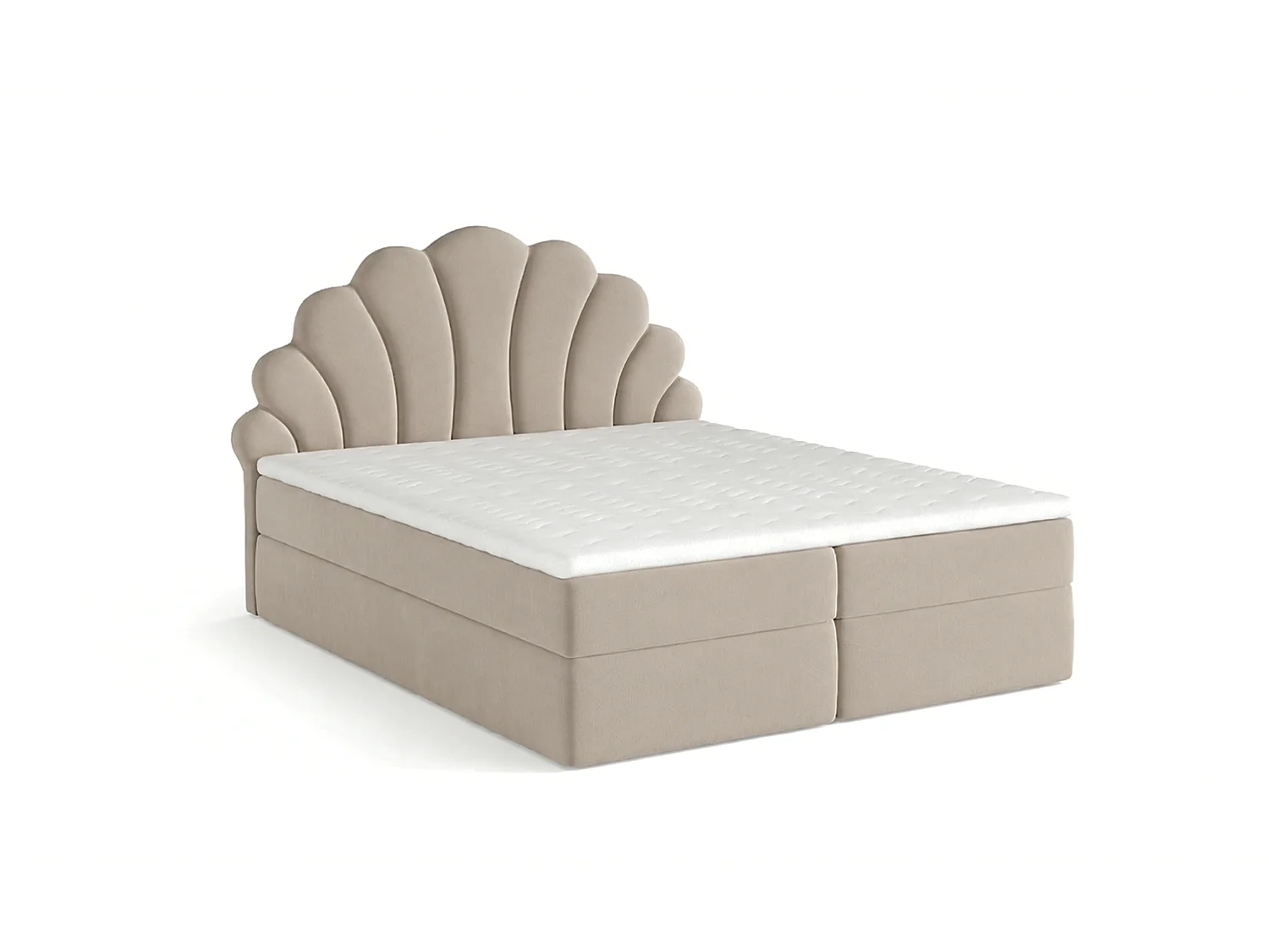 Lit tapissé élégant PERLA 200x200 cm en tissu salvador 02 beige