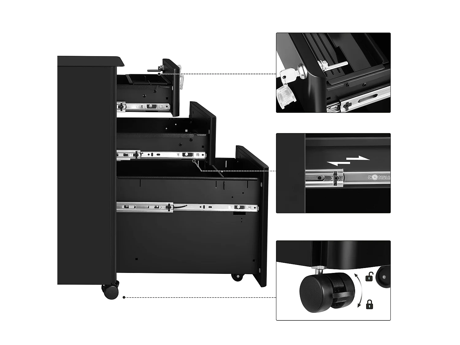 File Cabinet 30x46x59.2 cm black ofc030b01