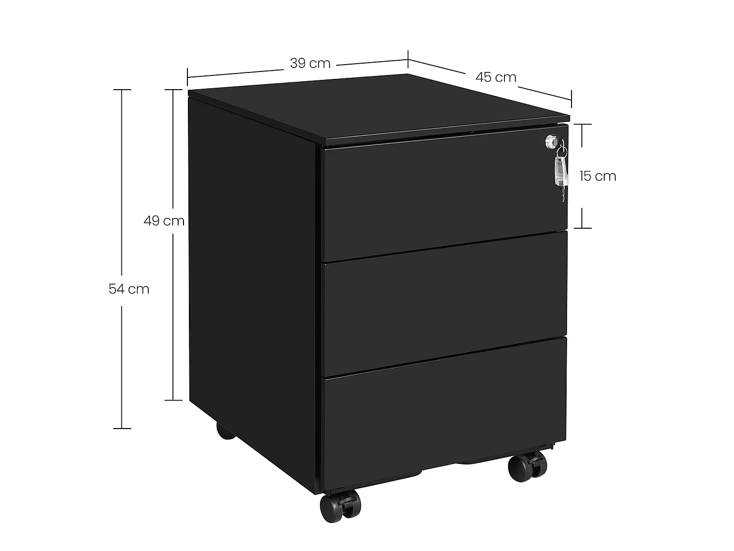 Mobiletto archivio 39x45x55 cm nero