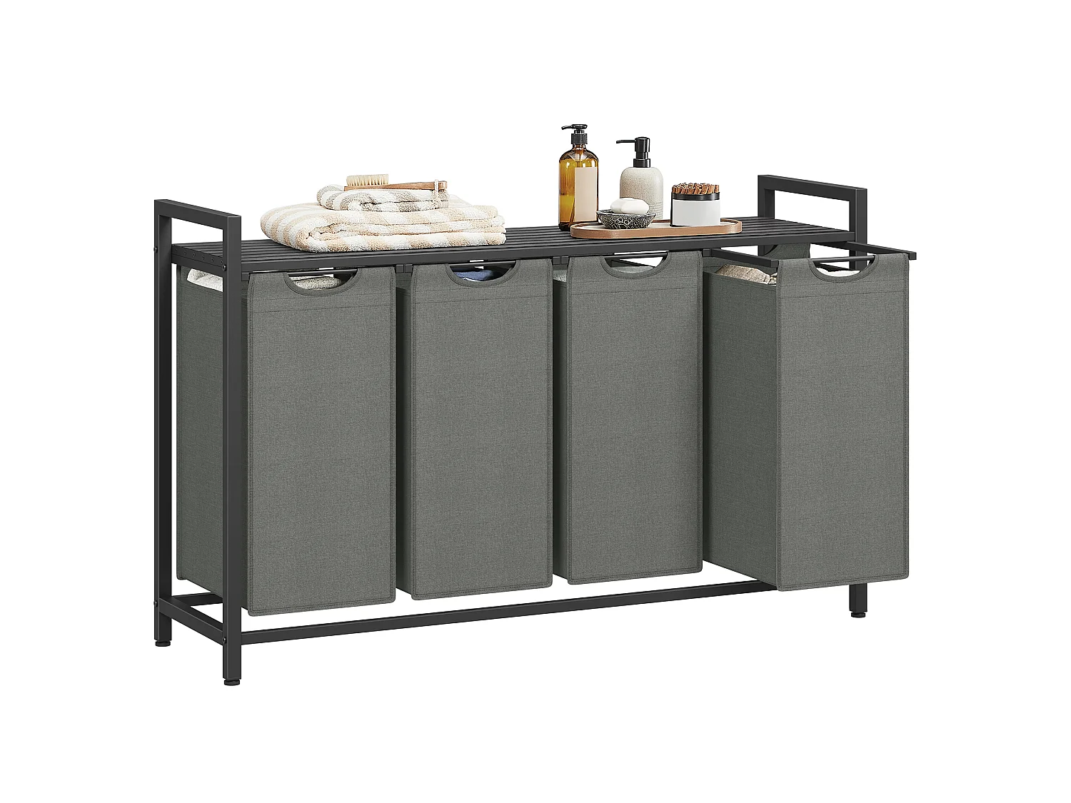Panier à linge 116x33x72 cm noir et gris