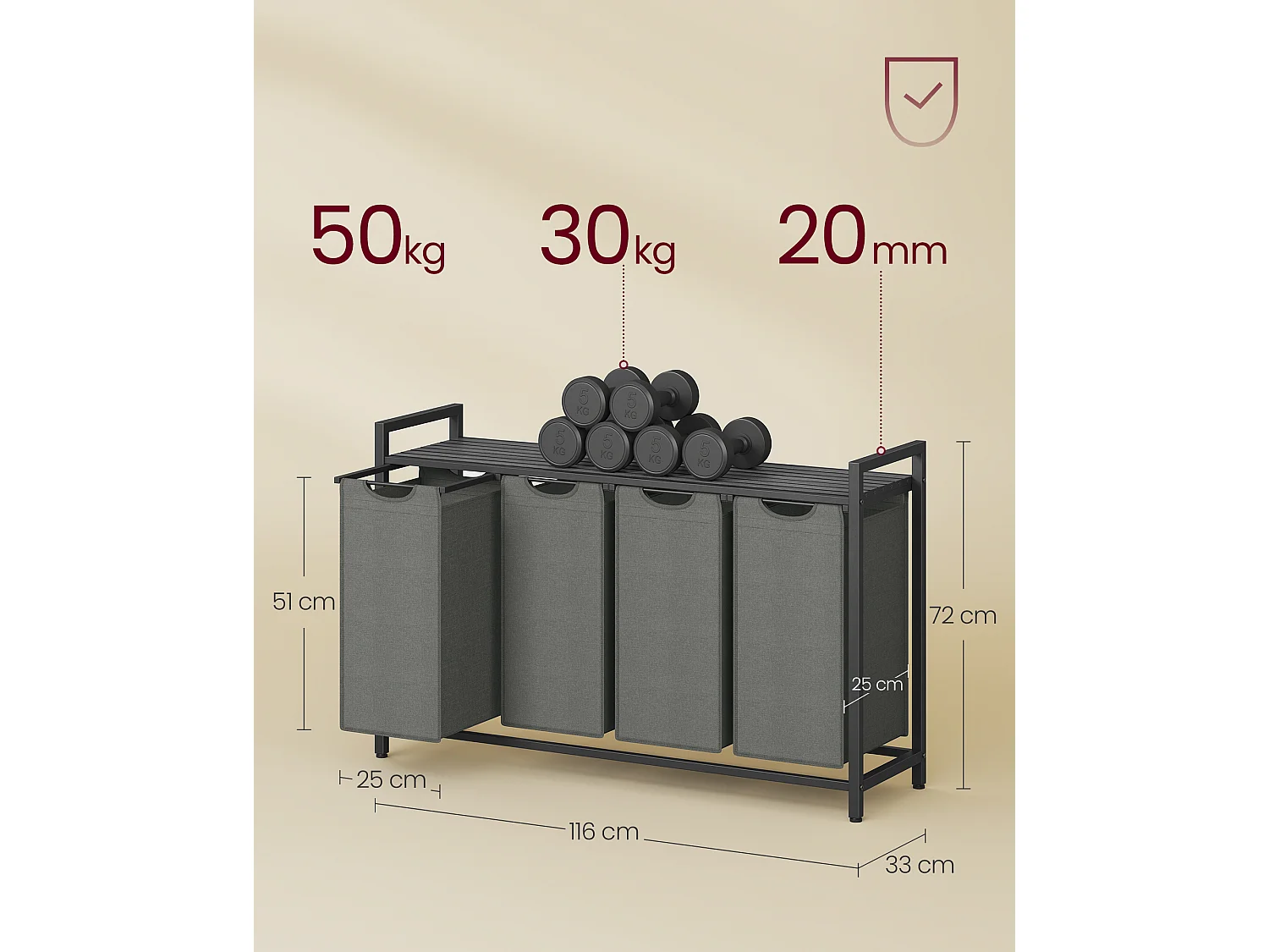 Panier à linge 116x33x72 cm noir et gris