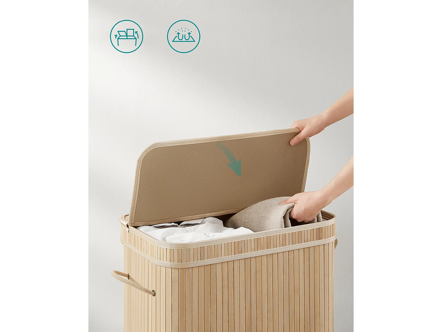 Panier à linge 34,5x54,5x61 cm Beige