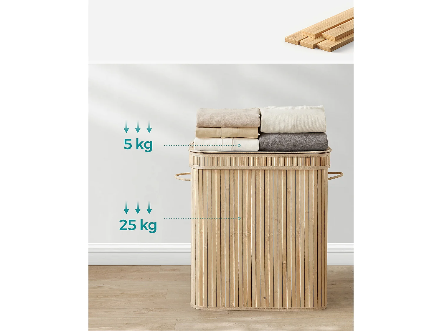 Panier à linge 34,5x54,5x61 cm Beige