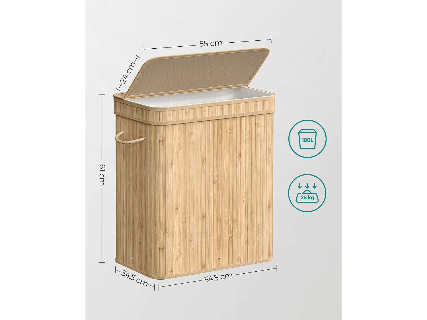 Panier à linge 34,5x54,5x61 cm Beige