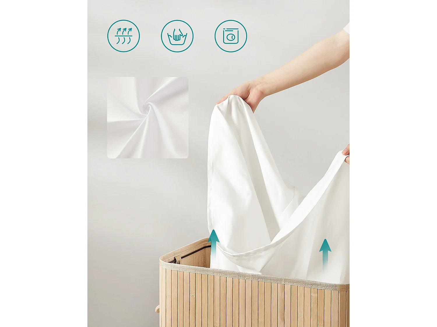 Panier à linge 34,5x54,5x61 cm Beige